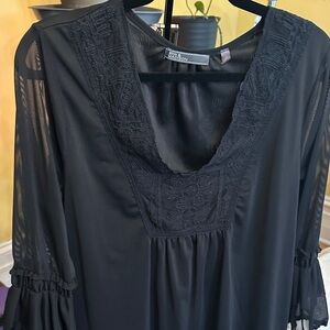 89th & Madison Black Blouse with Sheer Details